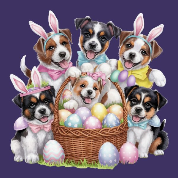Happy Easter Puppies Standard Tee Purple - Image 2