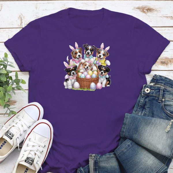 Happy Easter Puppies Standard Tee Purple